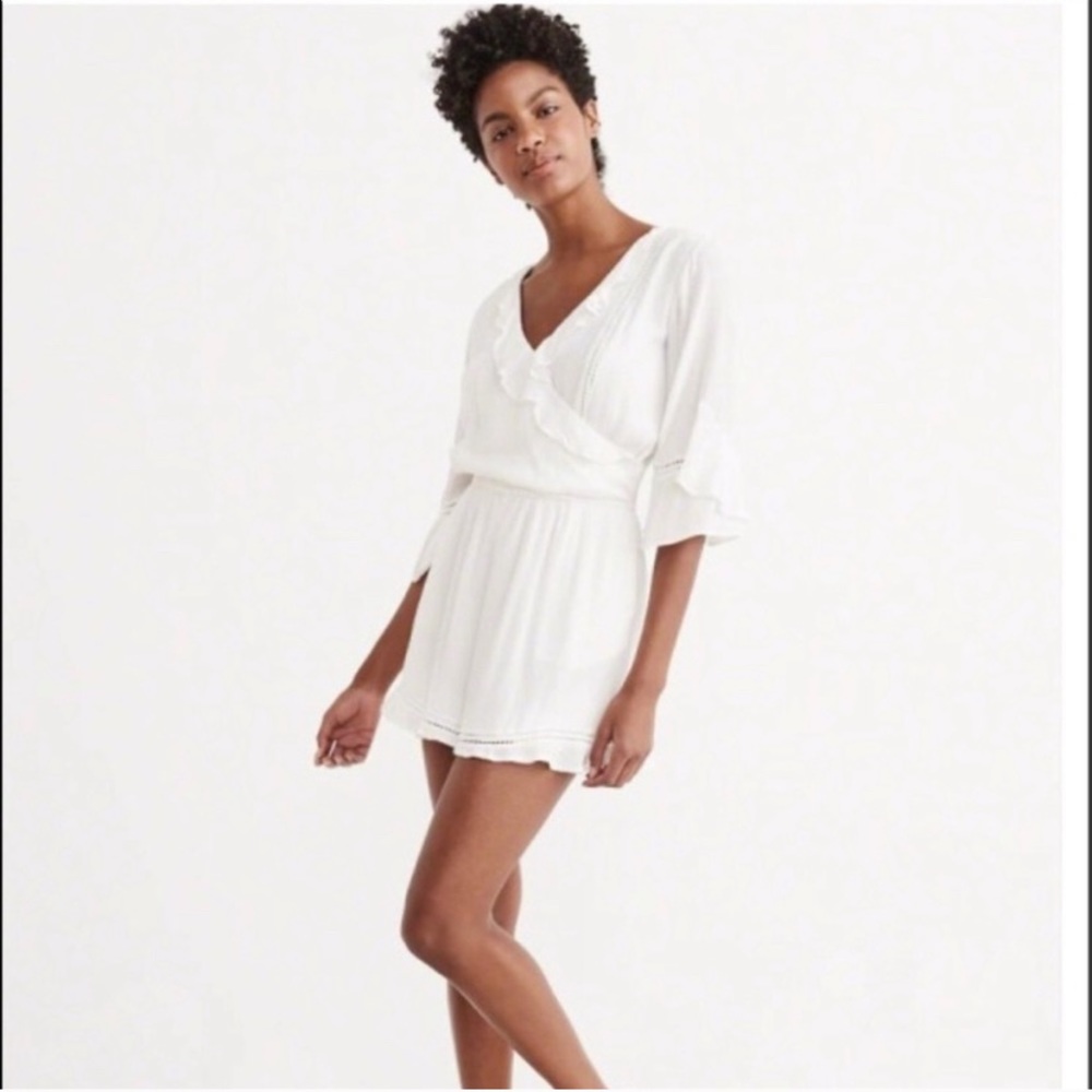 Abercrombie White Ruffle Playsuit Romper
